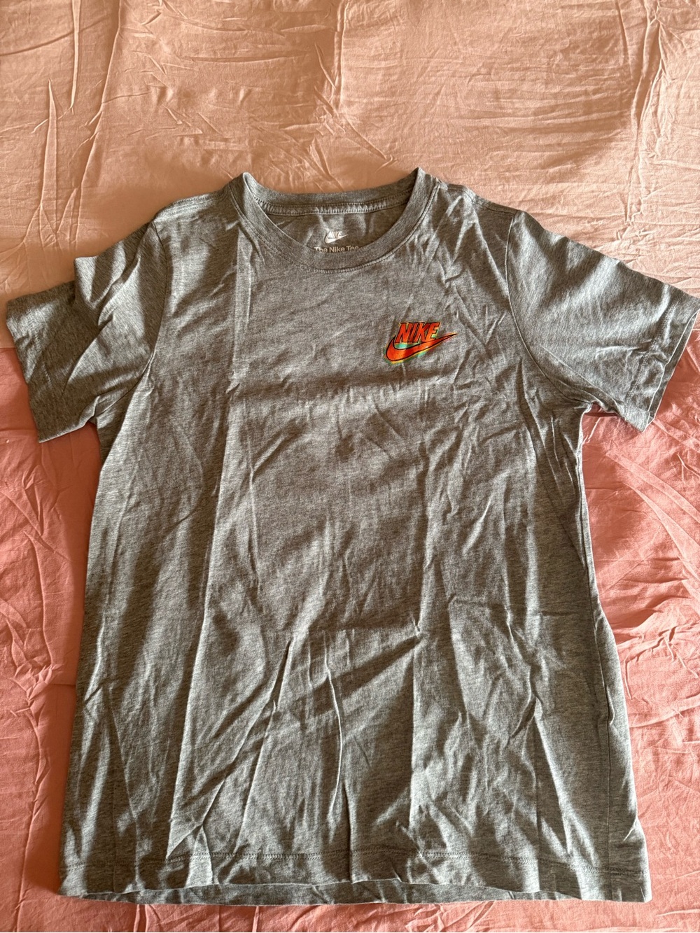 Nike Grey Short Sleeve Tee with Orange Swoosh